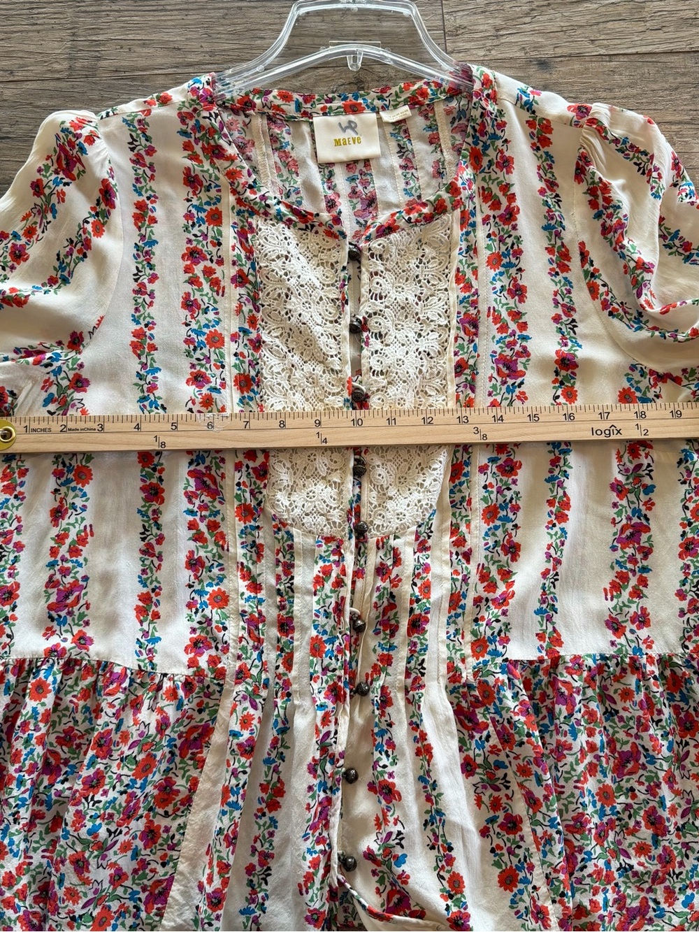Anthropologie Maeve Hiver Floral
Print Lace Peasant Blouse - Picture 5 of 9